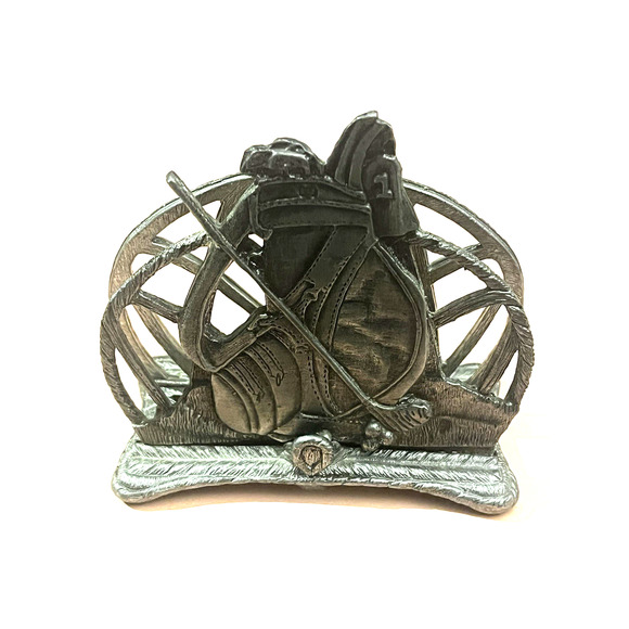 METZKE Pewter | Golf Clubs Bag | Letter/Napkin Holder | 3 1/2" Tall | VTG | EUC - Picture 1 of 4